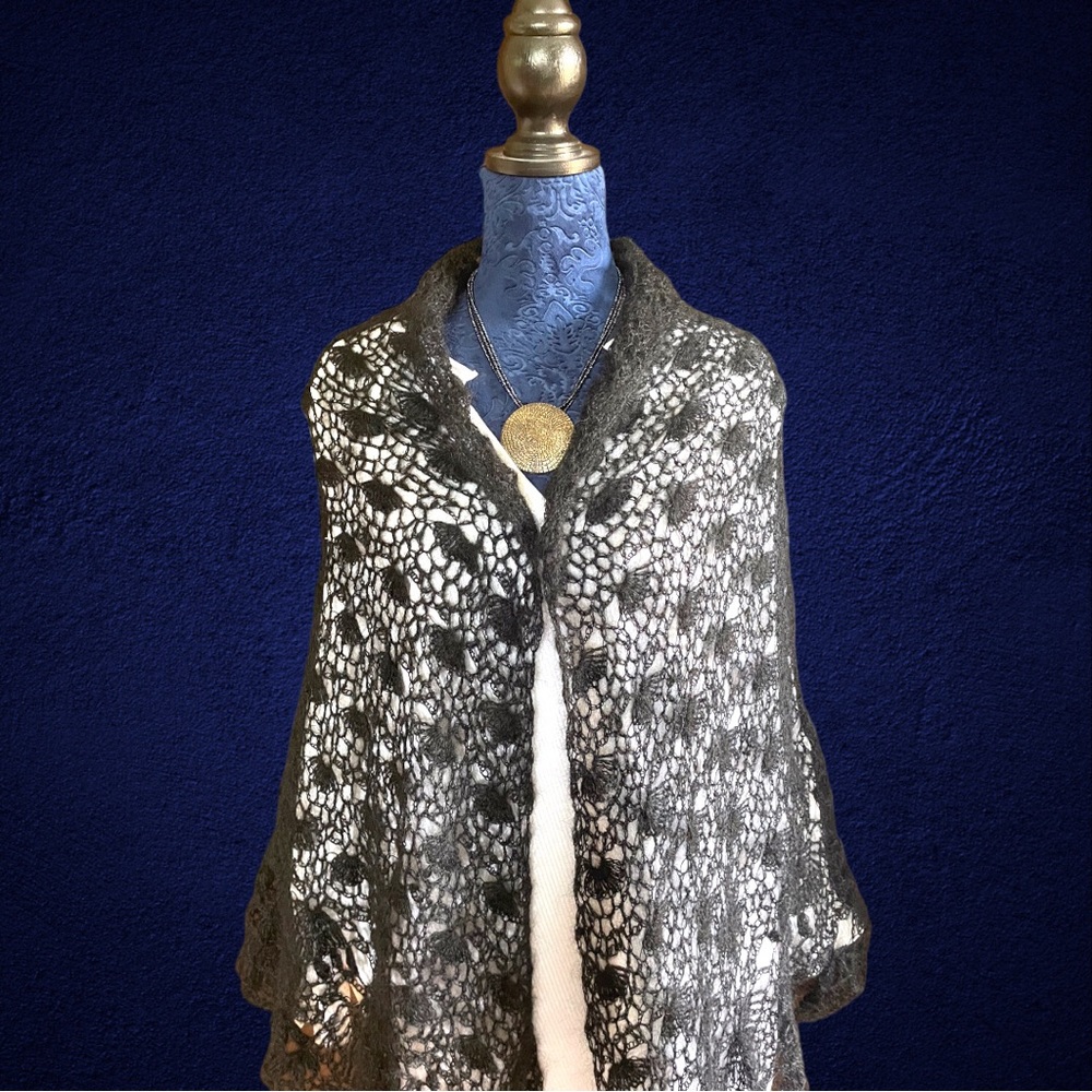 Ethereal midnight shawl handcrafted